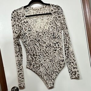 Leopard Print Long Sleeve Bodysuit